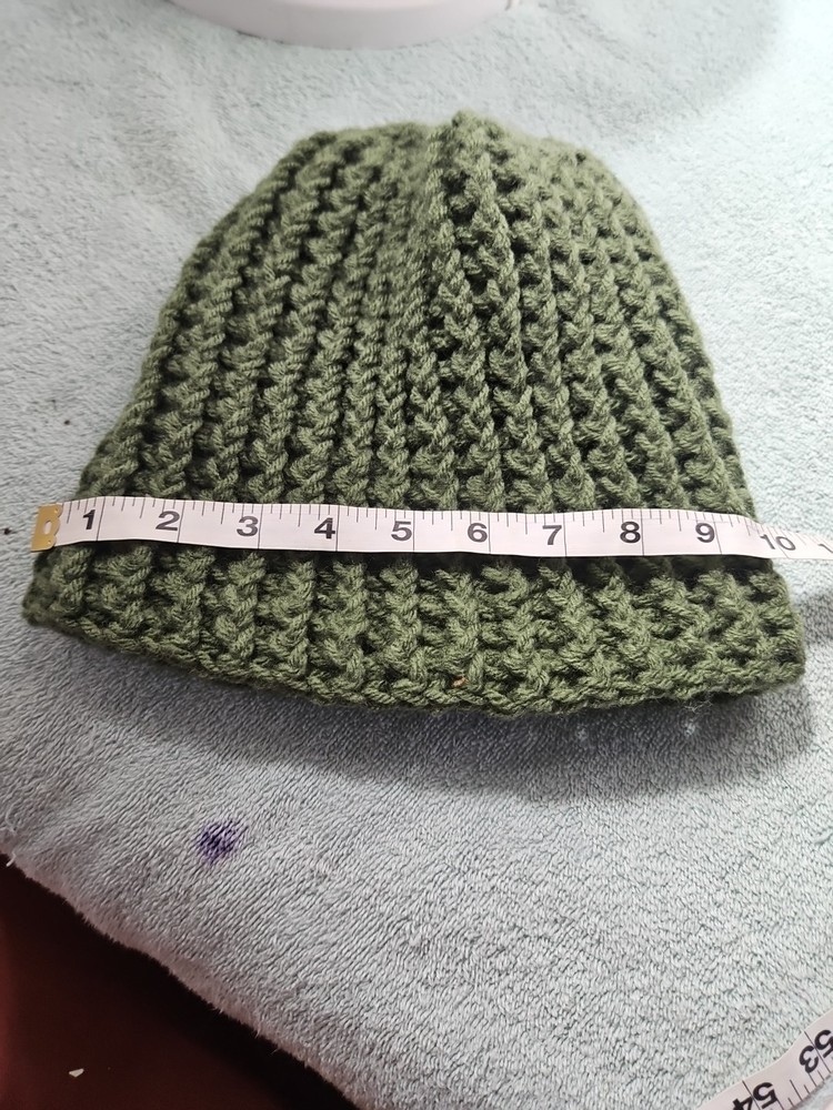 Crocheted Handmade Hat With Top Hole for Ponytail. Green