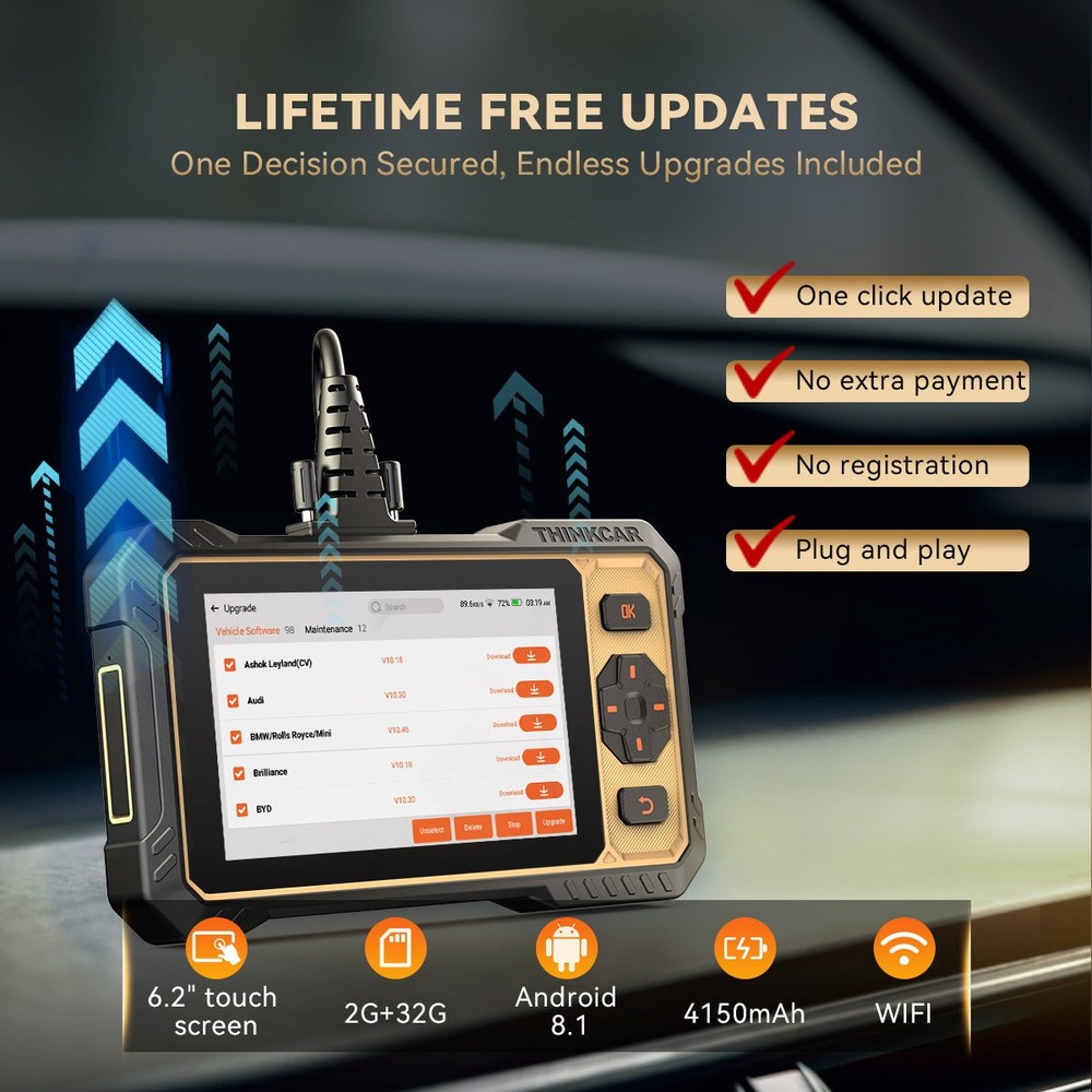 ThinkScan 662 Bidirectional Scanner Car ECM/TCM/ABS/SRS 4 System Diagnostic Tool