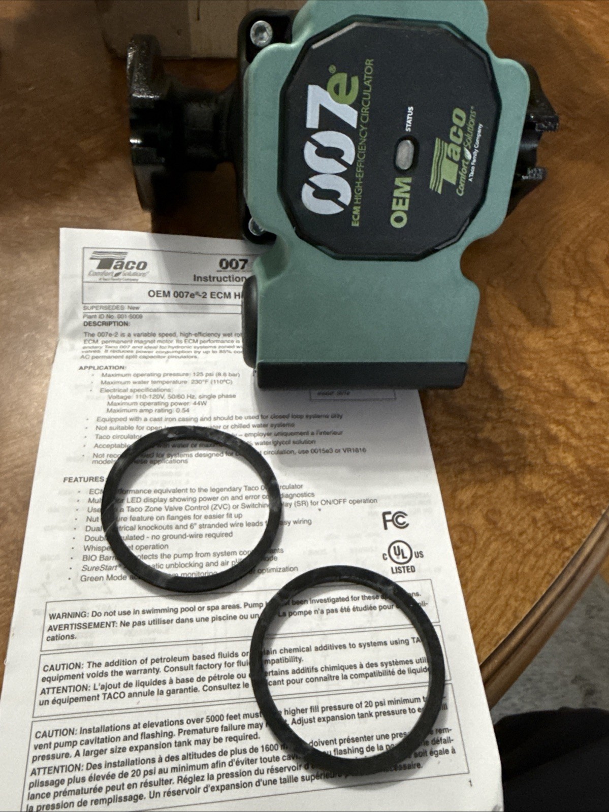 1- Taco VB1016-HY2-FC2H00 Cast Iron Flanged ECM 115/60/1 Circulator Pump - New