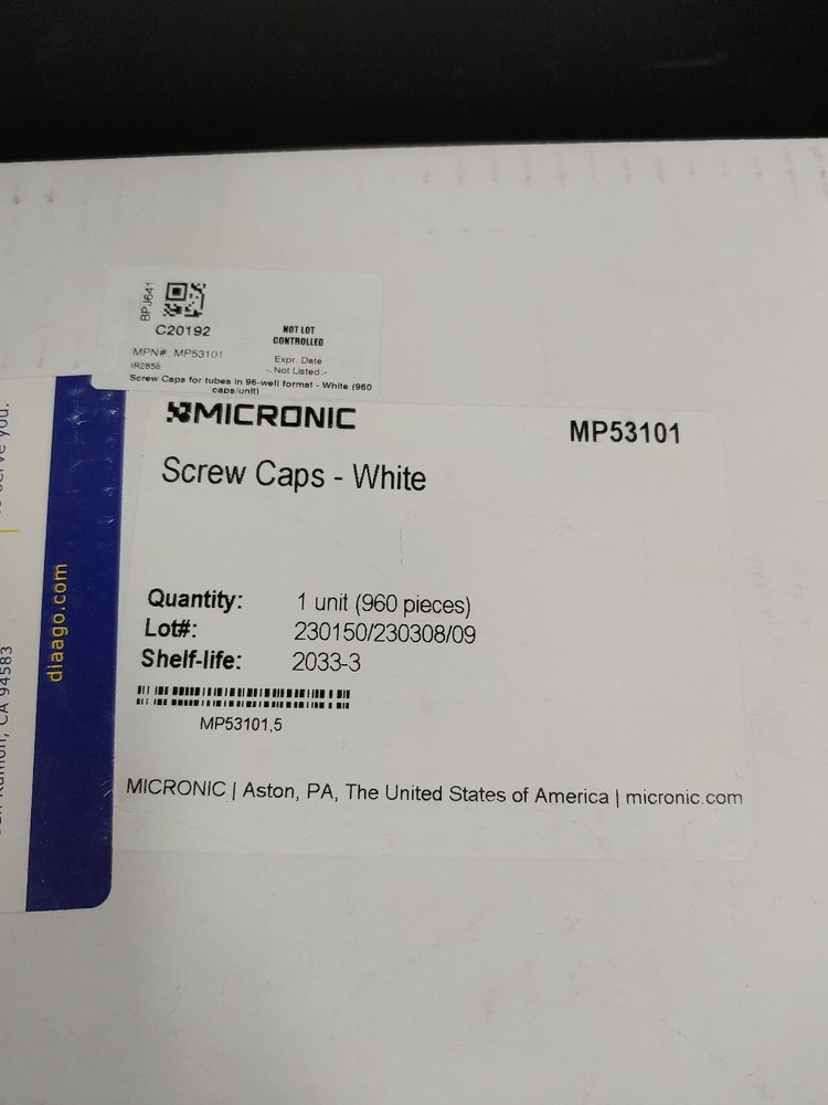 960 Box MICRONIC MP53101 Screw Caps White