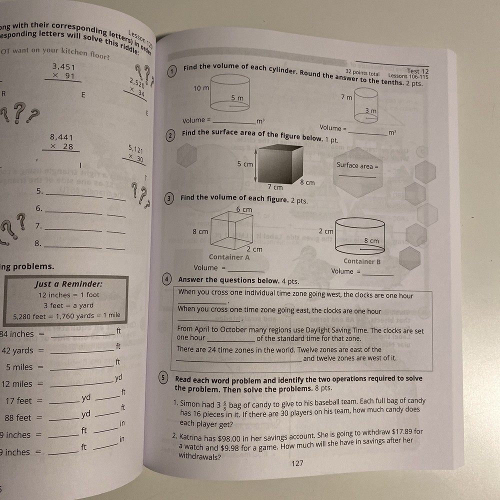 Horizons Mathematics, Grade 6: Student Workbook, Book 2 - Clean Pages, Like New