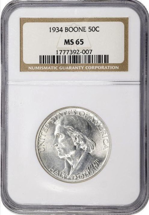 1934 50c Daniel Boone Silver Commemorative NGC MS65