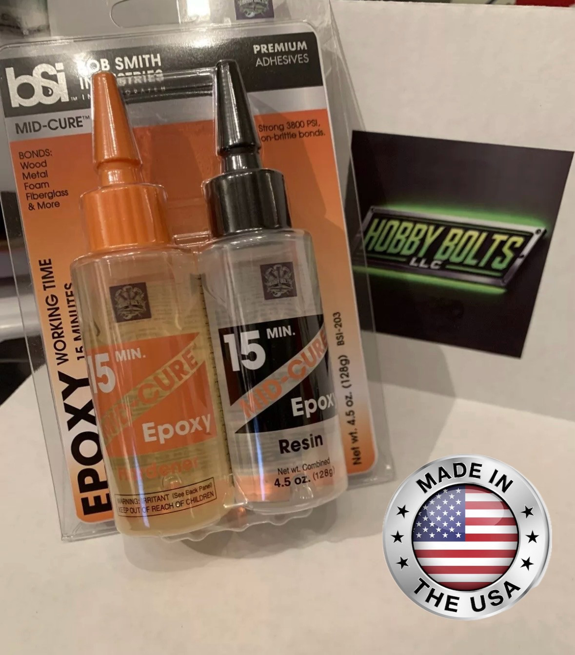 Bob Smith Industries MID-CURE 15min 2 Part Epoxy BSI-203. 4.5oz, Hobby Bolts BSI