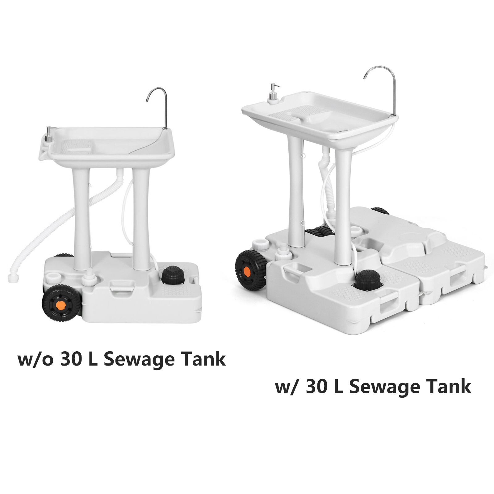 Portable Camping Sink Hand Washing Station with Rolling Wheels & Towel Holder