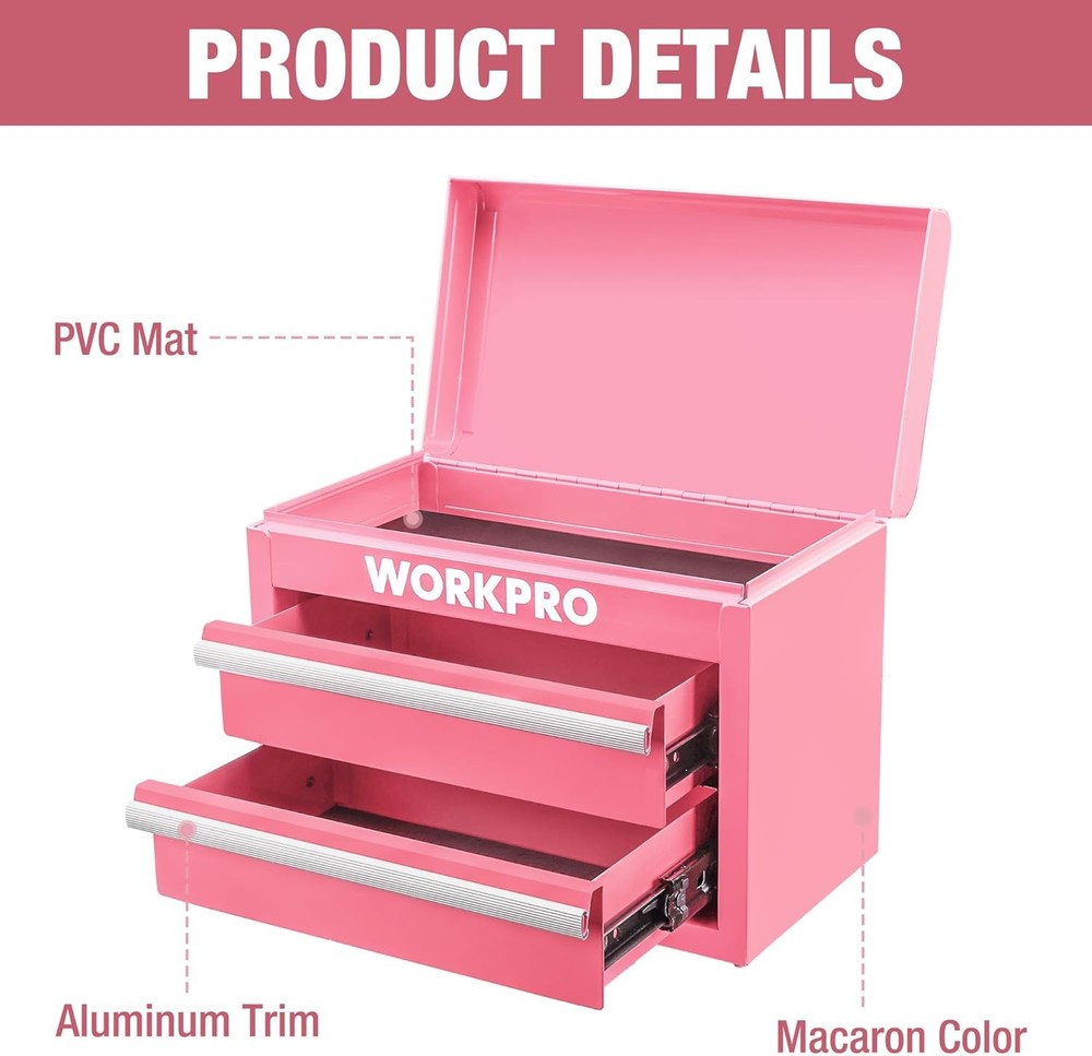 2-Drawers Metal Mini Tool Box Cold Rolled Steel Small Multi-Purpose Toolbox