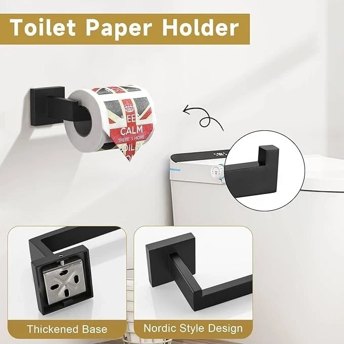 5-Piece Black Bathroom Accessory Sets Towel Rack Set Towel Bar Set Two hook