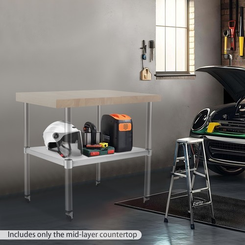 Stainless Steel Table Lower Shelf Under Shelf Rectangular Work Table Adjustable