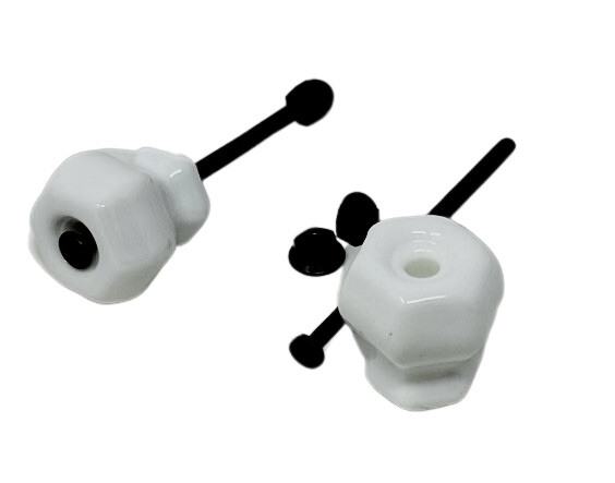 Two Drawer pulls Hexagonal Glass with Oil Rubbed Bronze Bolt