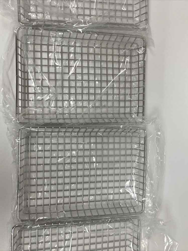 4 Pack GET 9" x 7" Stainless Steel Rectangular Wire Grid Food Serving Baskets