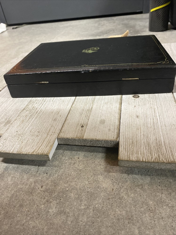 Vintage USMC Black Lock Box Ribbon Box