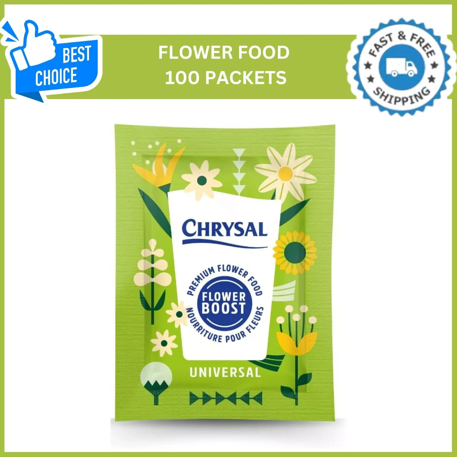 Clear Flower Food Packets for Flower Arrangements & Bouquets – (5g - 100 Ct)
