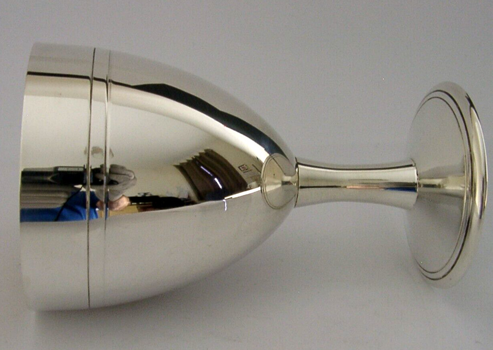 BEAUTIFUL LARGE SOLID STERLING SILVER CHALICE GOBLET 2000 152g BARWARE 240ml