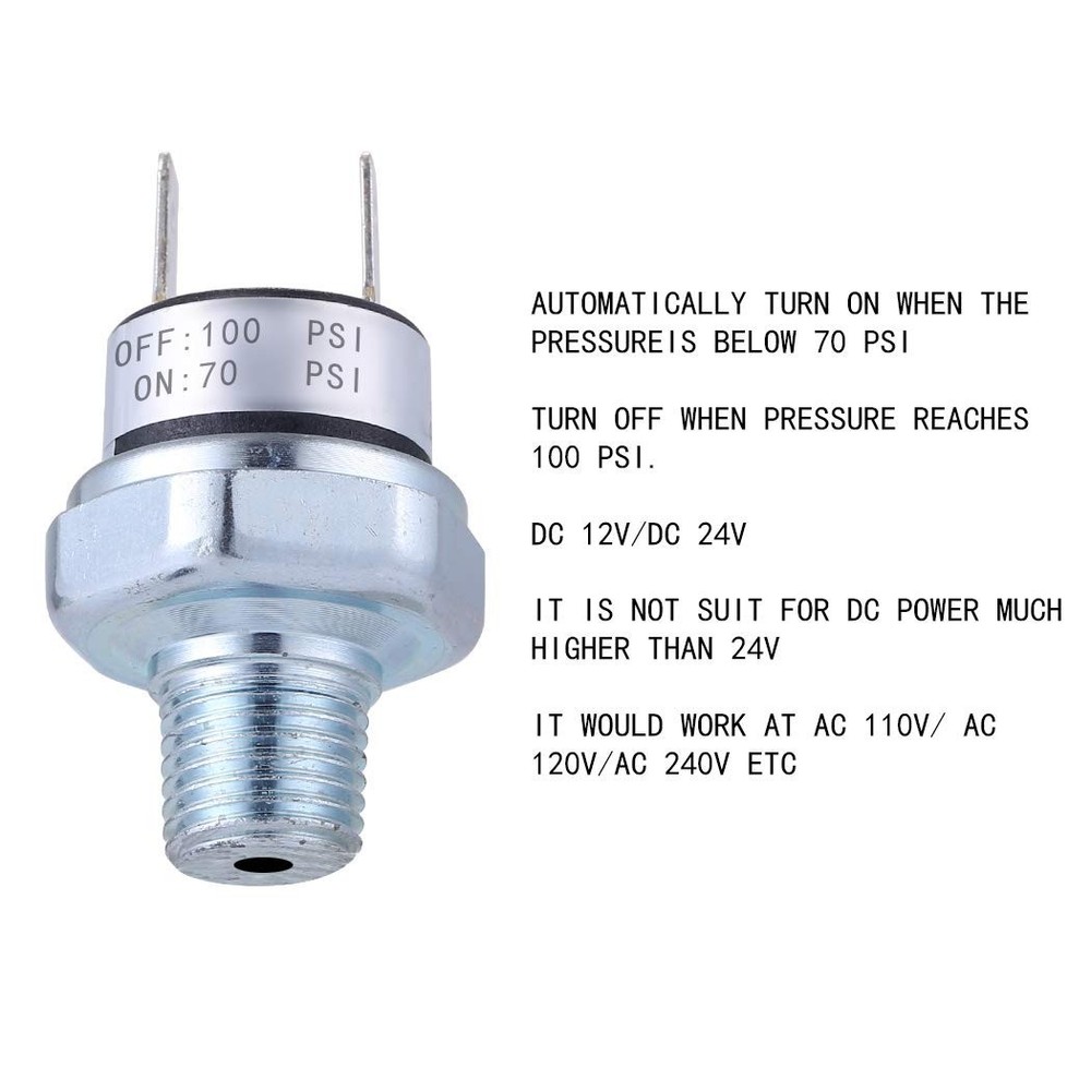 Automatic Air Pressure Switch 70-100 PSI for 12V/24V Systems - Durable Control