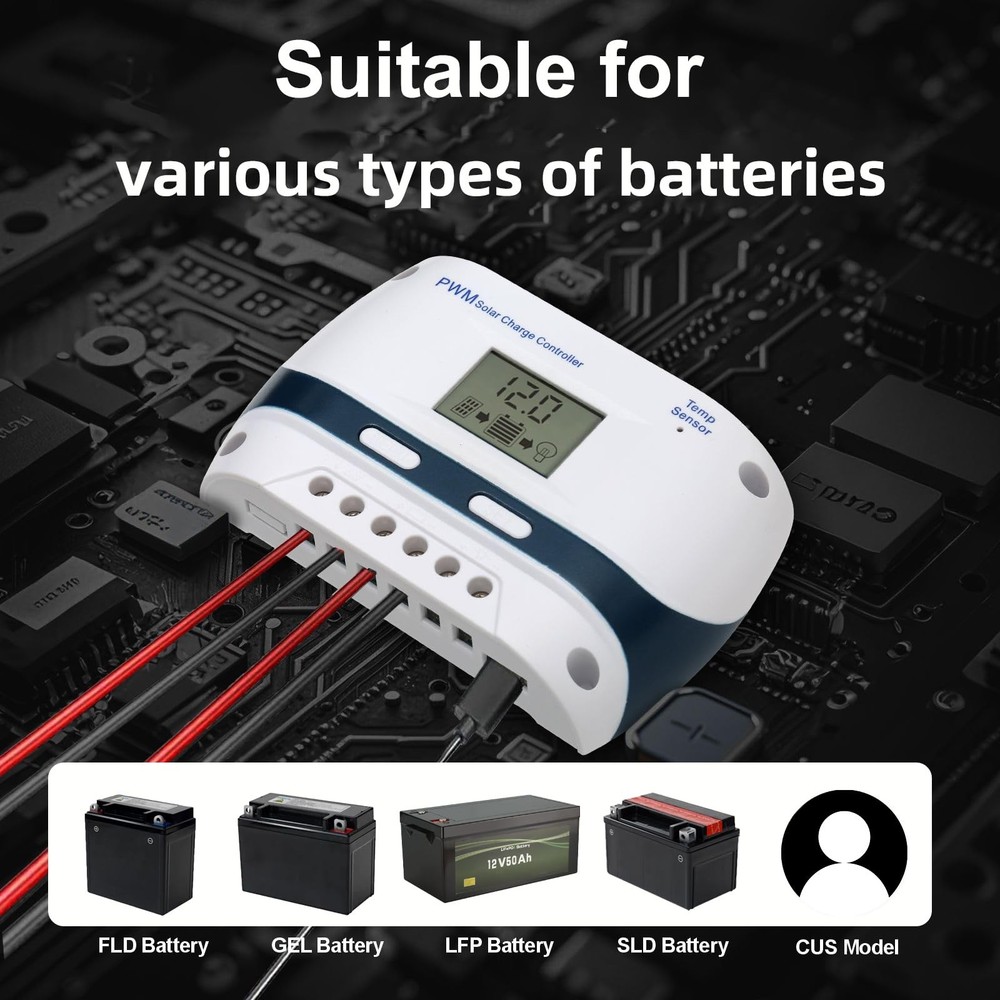10A 30A Solar Charge Controller 12V/24V PWM Solar Charge Controller with LCD ...