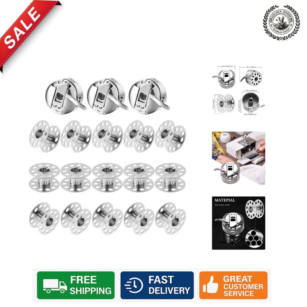 18-Piece Sewing Bobbin Case & Metal Bobbin Set for Front-Loading Machines