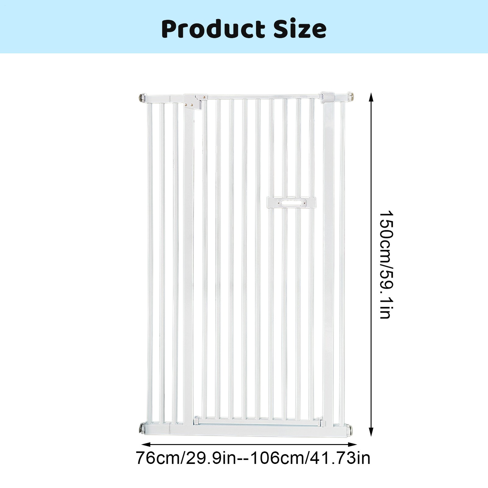 59"Extra Tall Cat Pet Baby Gate Adjustable 29.9-45.7"(W) Gate For Stairs,Doorway