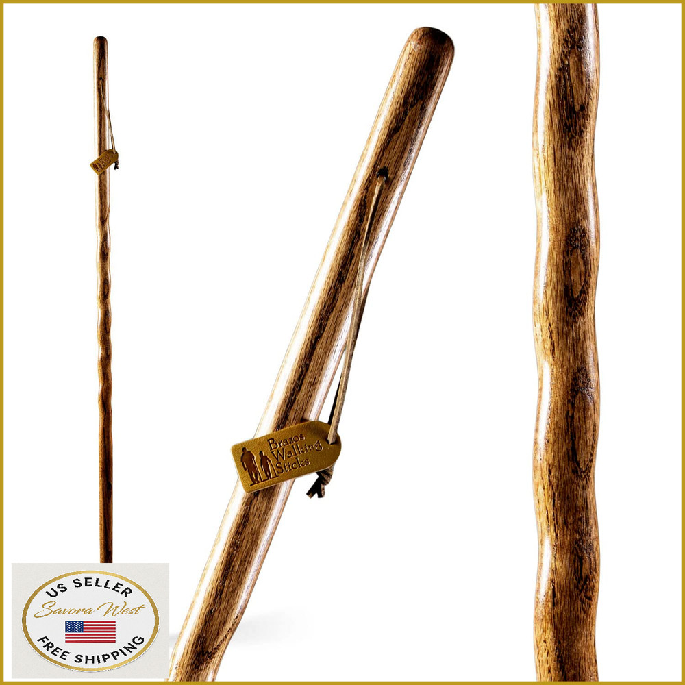 Brazos Handcrafted Twisted Oak Walking Stick, Backpacker Handle, 58in