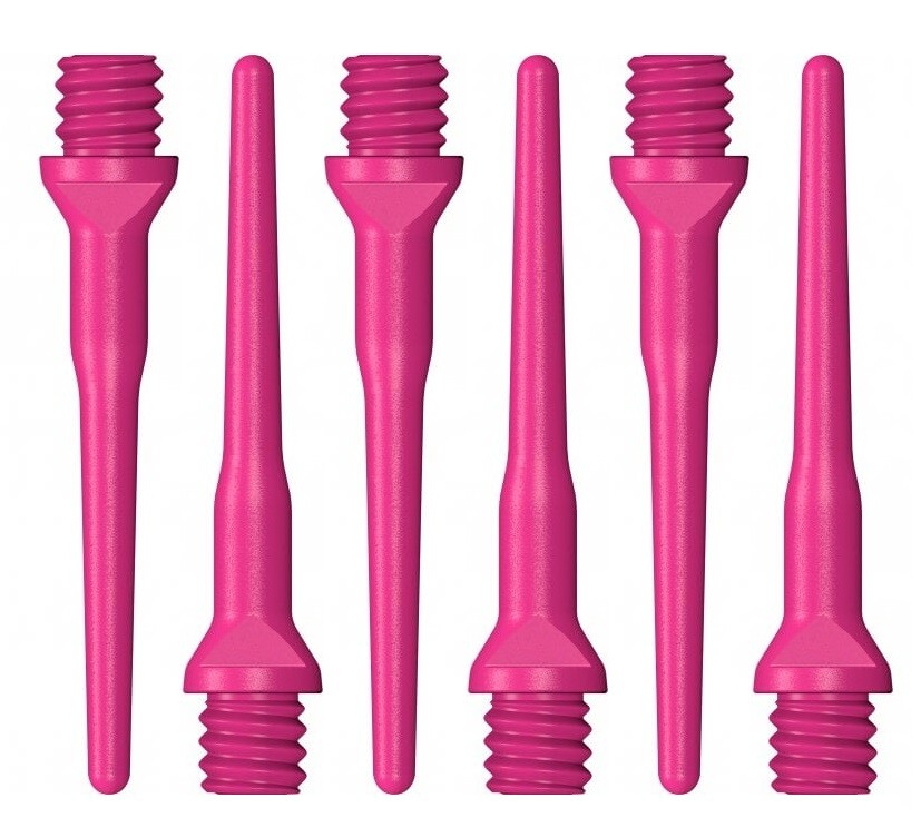 100 Tufflex 2BA Plastic 25mm Soft Tip Dart Points - Pink