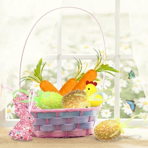 24 Packs Easter Egg Ornaments Easter Tree Ornament Colorful Eggs Foam Rabbit