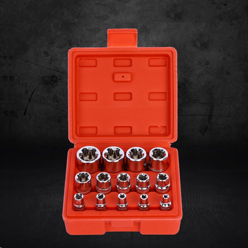 E-type Torx Star Female Sockets Bit Set 14 in 1 E4- E24 Torx Socket 14pcs