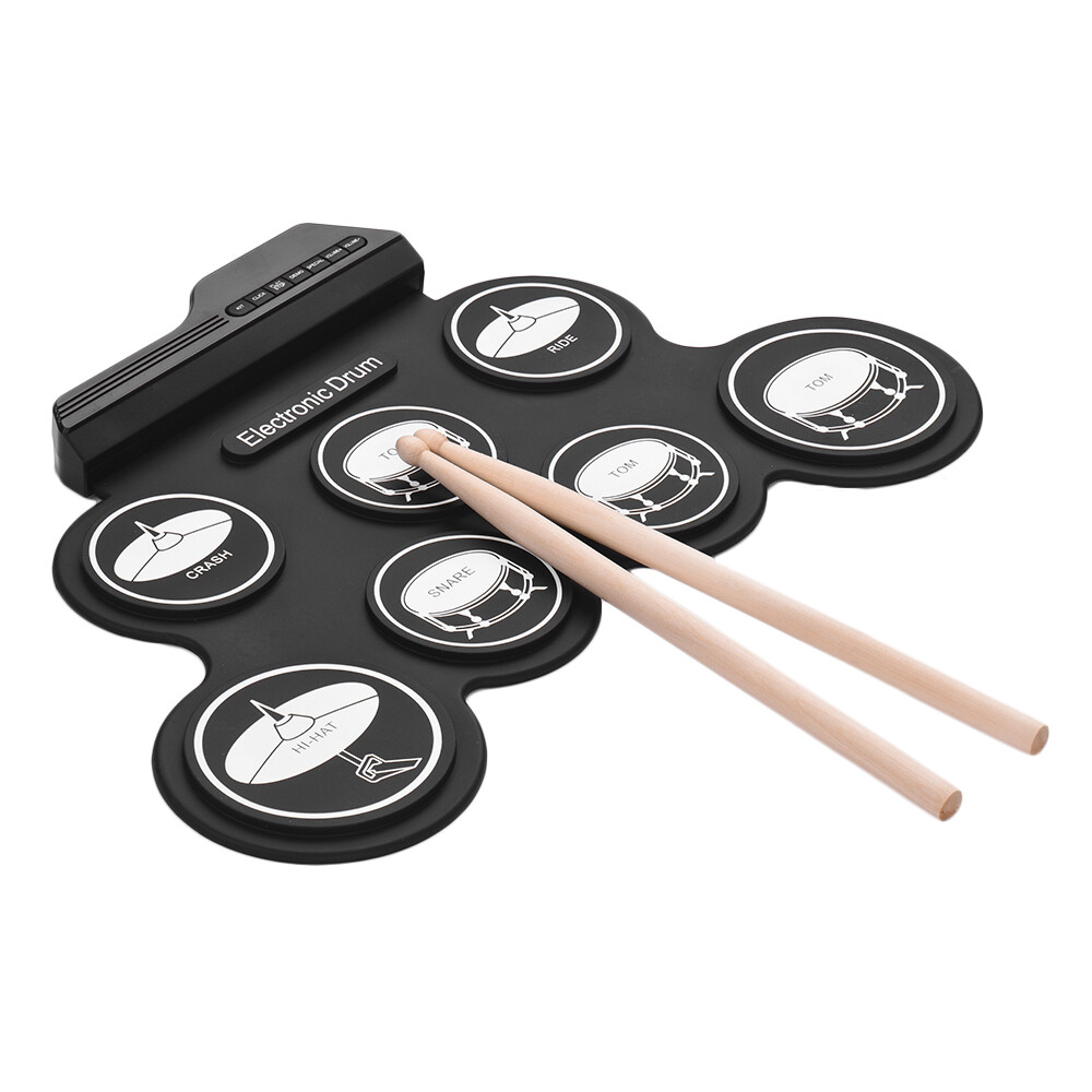 USB Roll-Up Silicon Drum Set Digital Electronic Drum Kit 7 Pad for Beginner