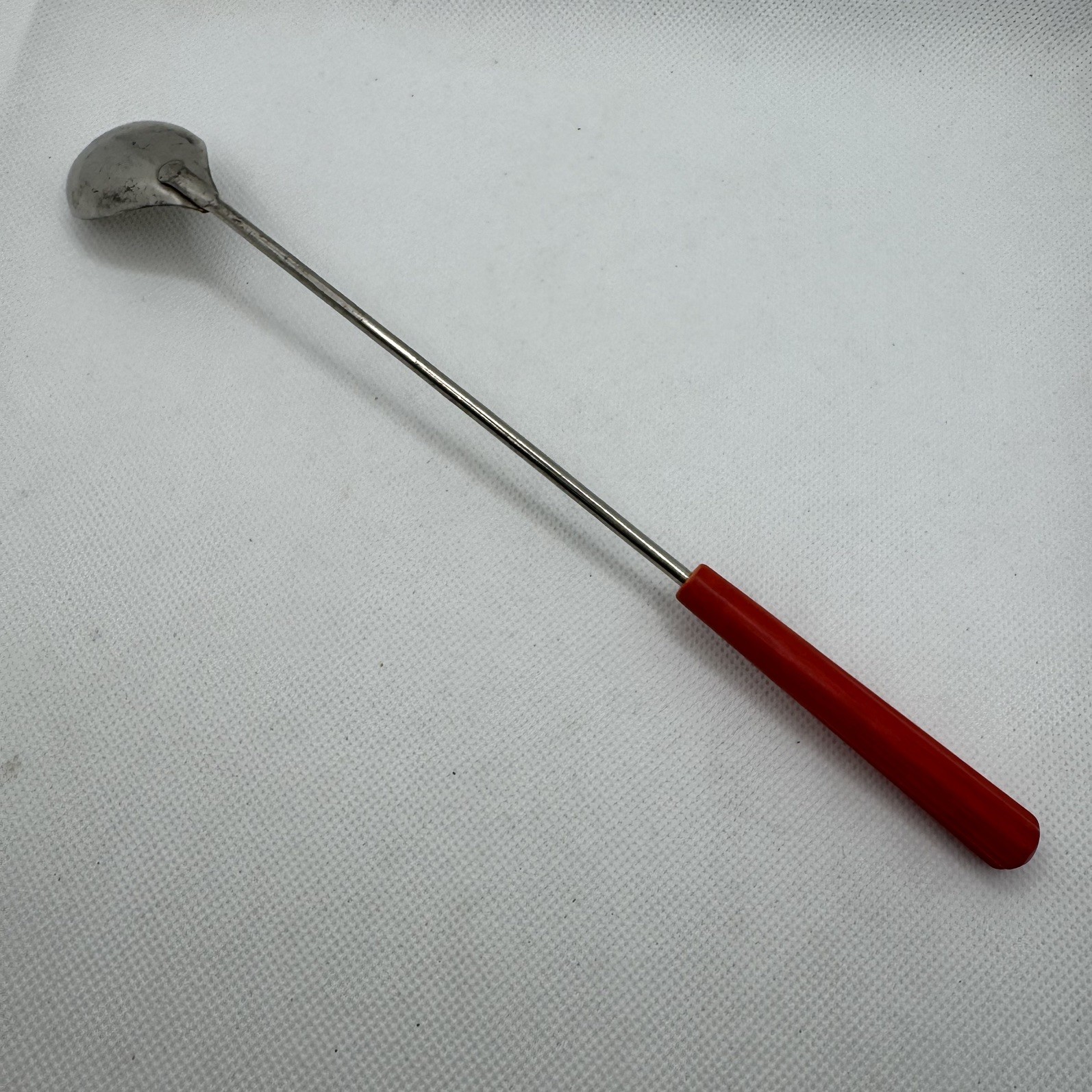 Vintage Cocktail Stir Spoon Muddler Stainless Steel Retro Red Handle