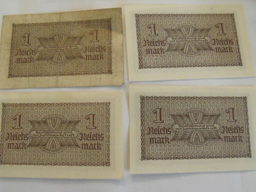 (2) German 1 Reichsmark currency