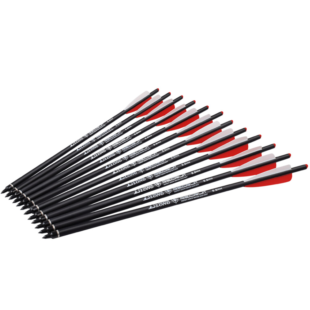 16" Carbon Crossbow Bolts Hunting Archery Arrows with replaceable Tips 12 Pack