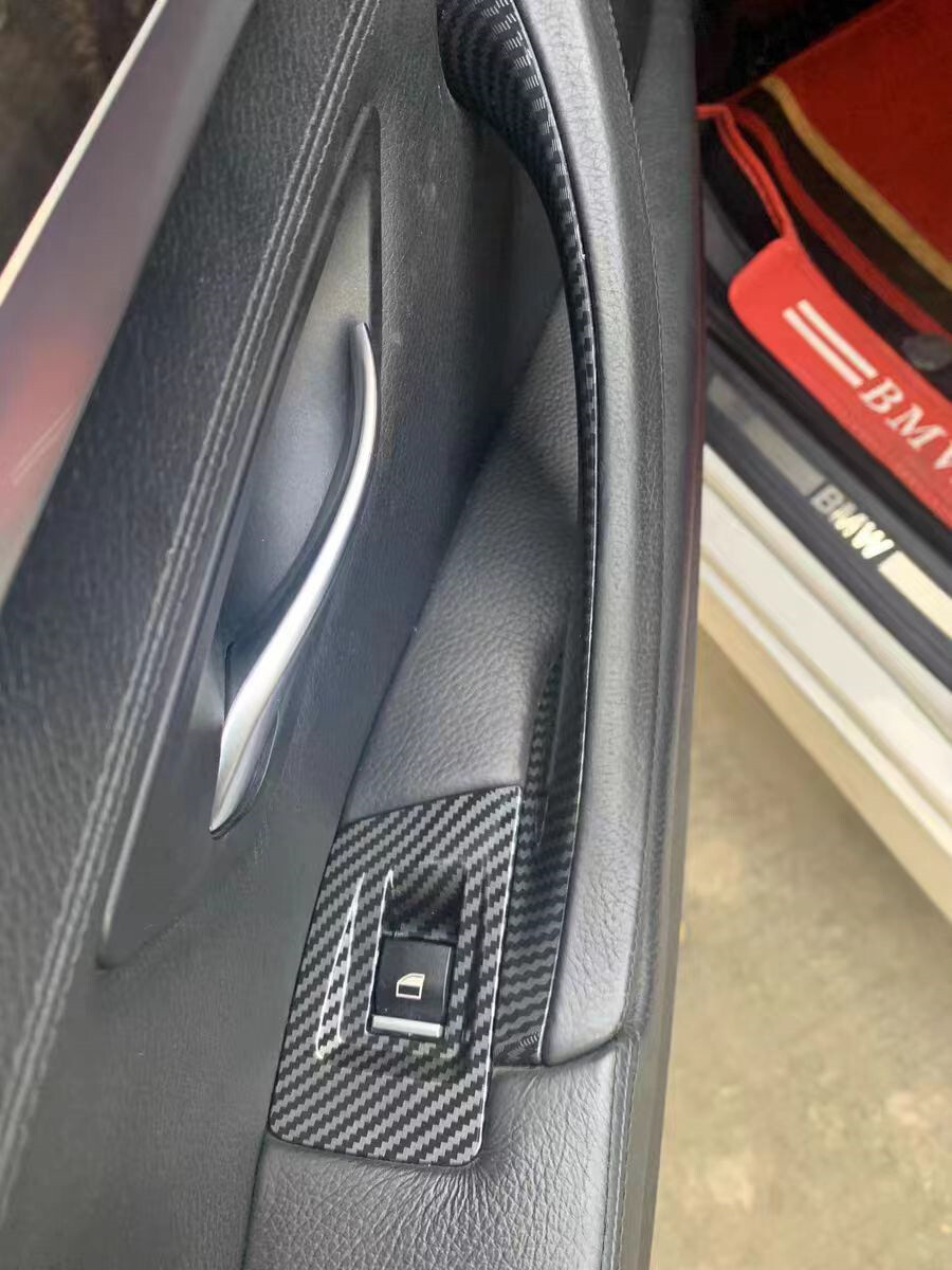 Inner Door Panel Handle Pull Trim Cover For BMW F10 F11 520i 528i Carbon Fiber