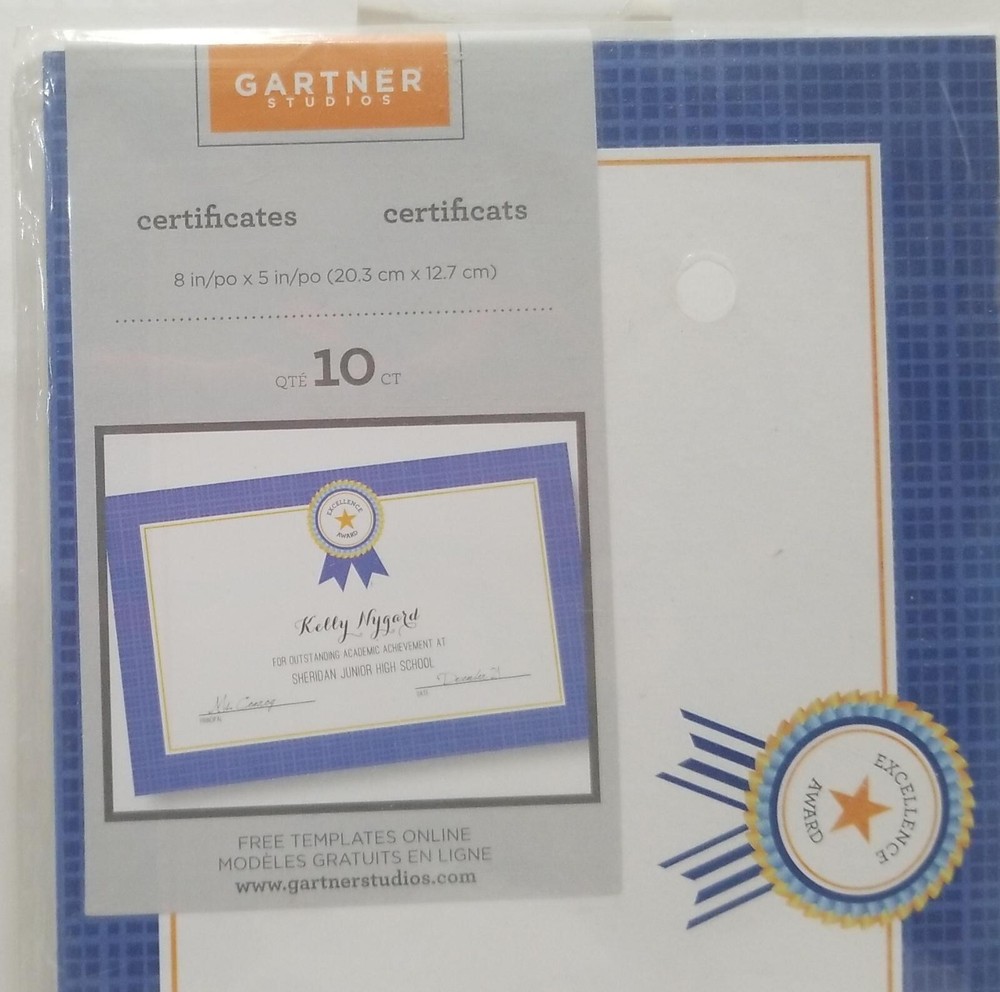 Gartner Studios Blue Plaid Print At Home Excellence Certificates, 10 Count