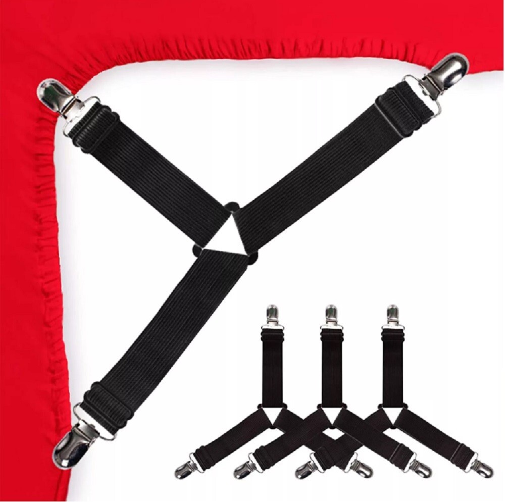 4-Pack Bed Sheet Holder Straps Adjustable Triangle Clips Grippers for Mattress