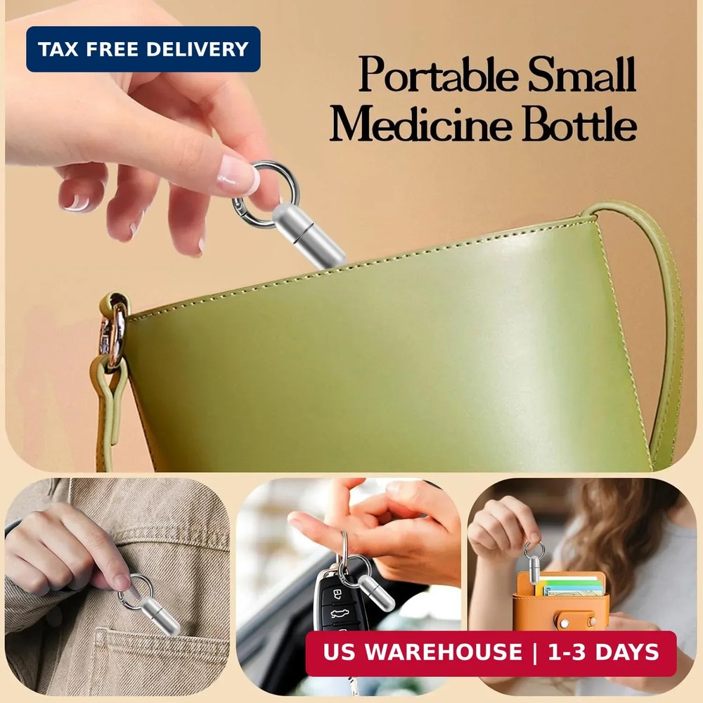 Tiny Keychain Pill Holder, Small Keychain Pill Holder Titanium,Waterproof Tiny P