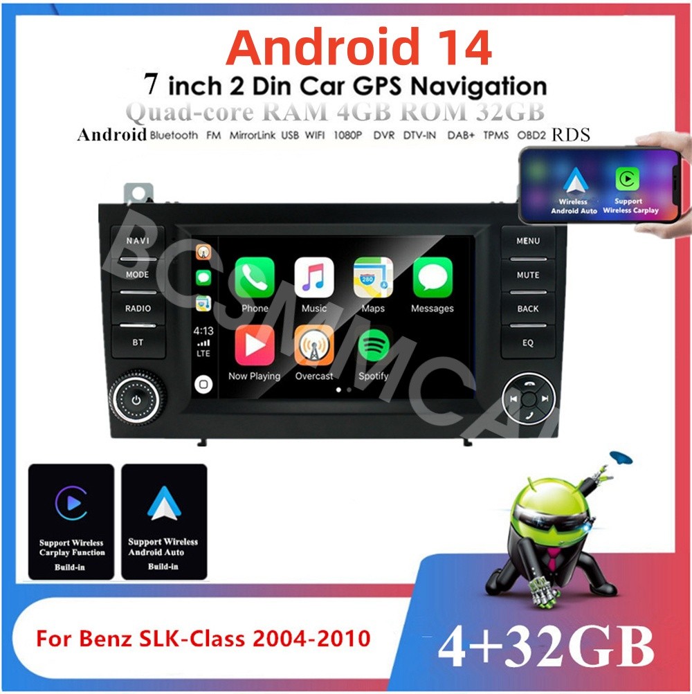 Android 14 Car Radio Player W/CAM Fit For Mercedes Benz SLK-Class R171 2004-2010