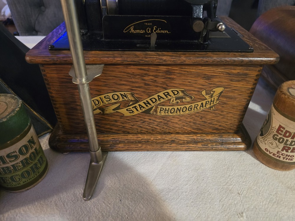 Edison Standard Phonograph w/ Horn + Extras