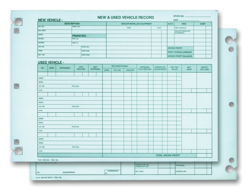 Vehicle Inventory Record - DSA-542