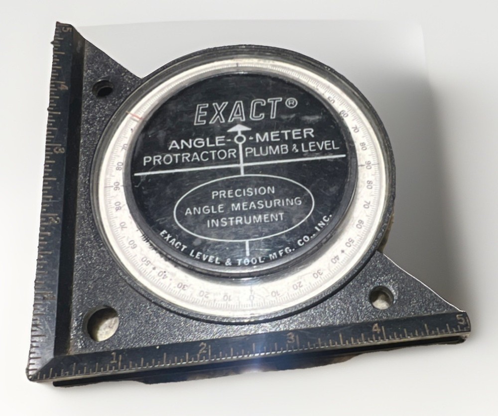Exact Angle-O-Meter Protractor Plumb & Level Analog Display Precision Tool