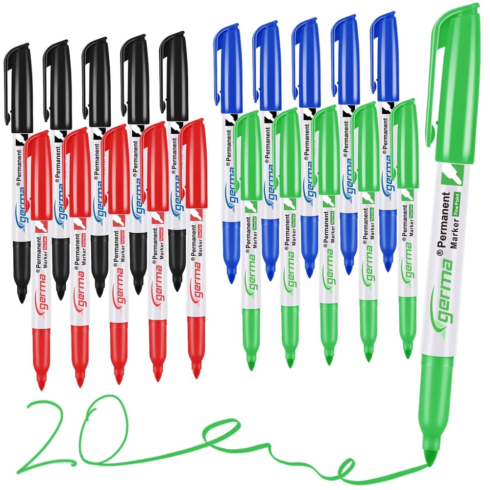 Permanent Markers Bulk Fine Point, 20 Count Assorted Colors Fine Tip Permanen...