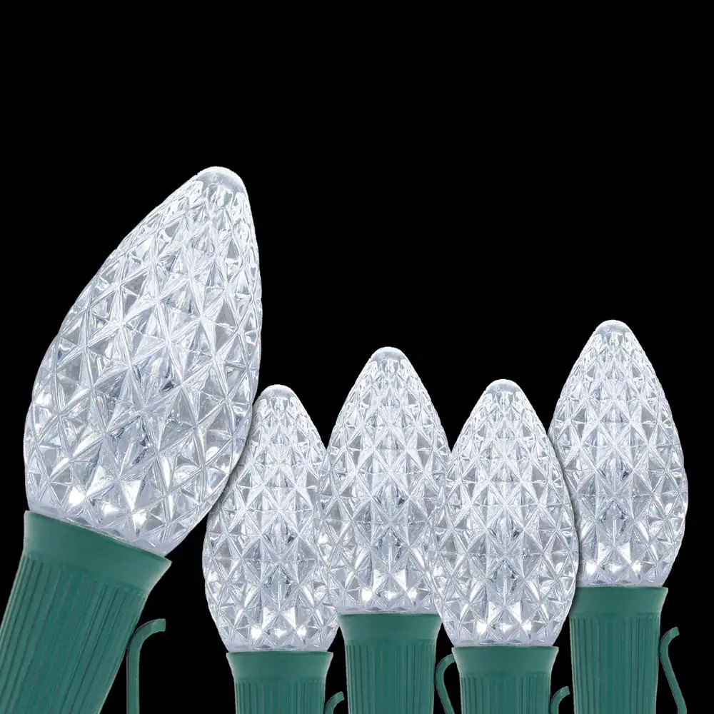 Opticore 24 Ft. 25-Light LED Cool White Faceted C7 String Light Set