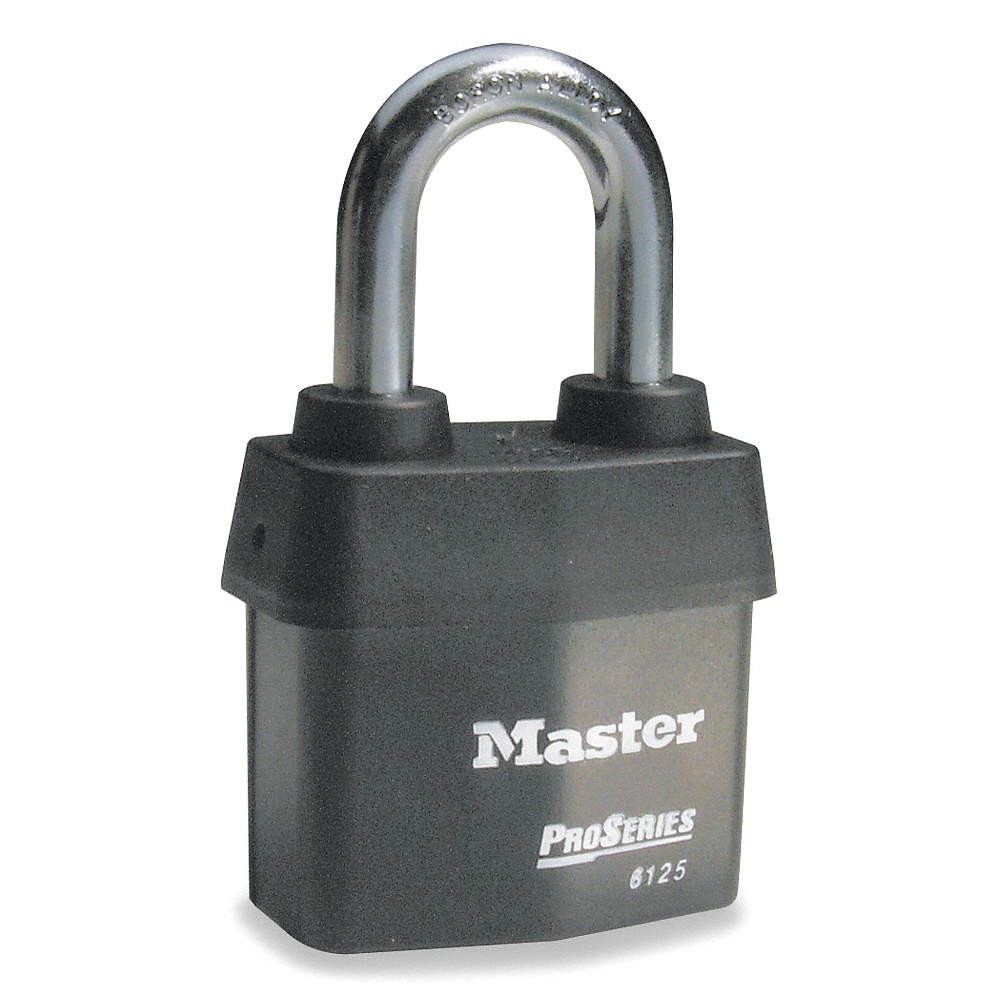 MASTER LOCK 6125N Keyed Padlock, 7/8 in,Rectangle,Black 4EZG2