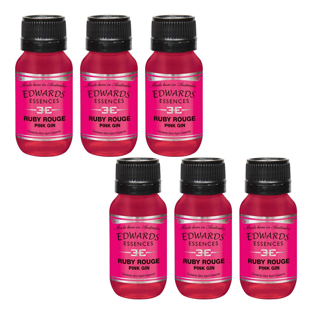 6X Edwards Ruby Rouge Dry Pink Gin 50ml Spirits Essence makes 3.5 Litres