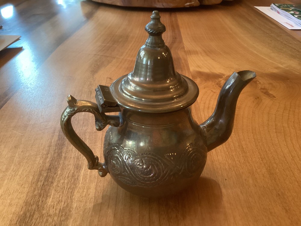 Small Vintage Middle Eastern Brass Decorative Tea Pot