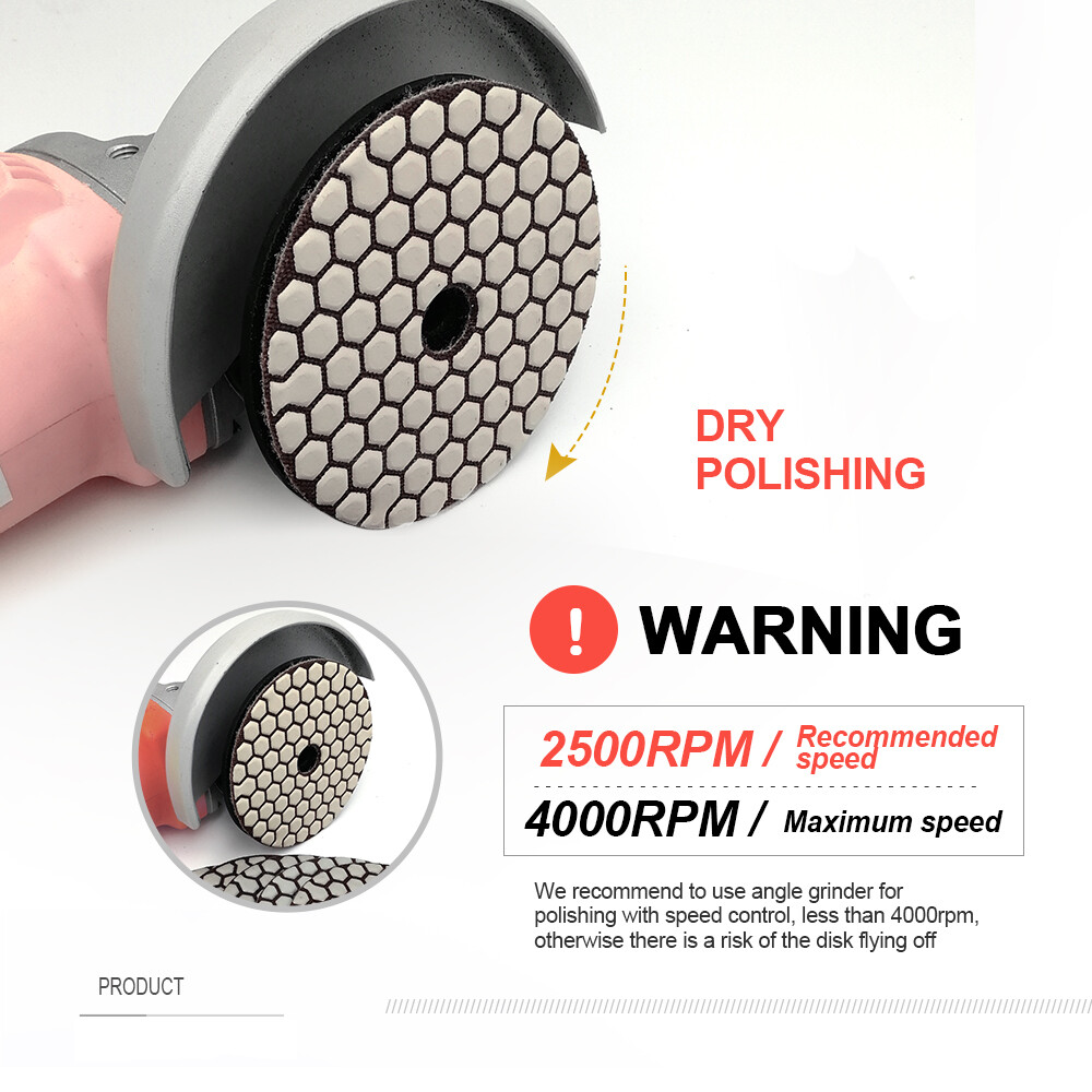 7pcs 4inch #200 B Dry Diamond Polishing Pad Sanding Disc for Stone Marble Tile