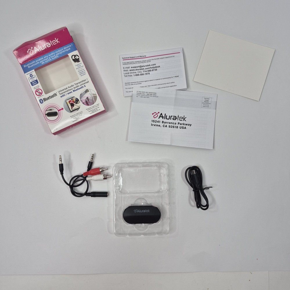 Aluratek Bluetooth Audio Receiver & Transmitter With Bluetooth 5 New Open Box