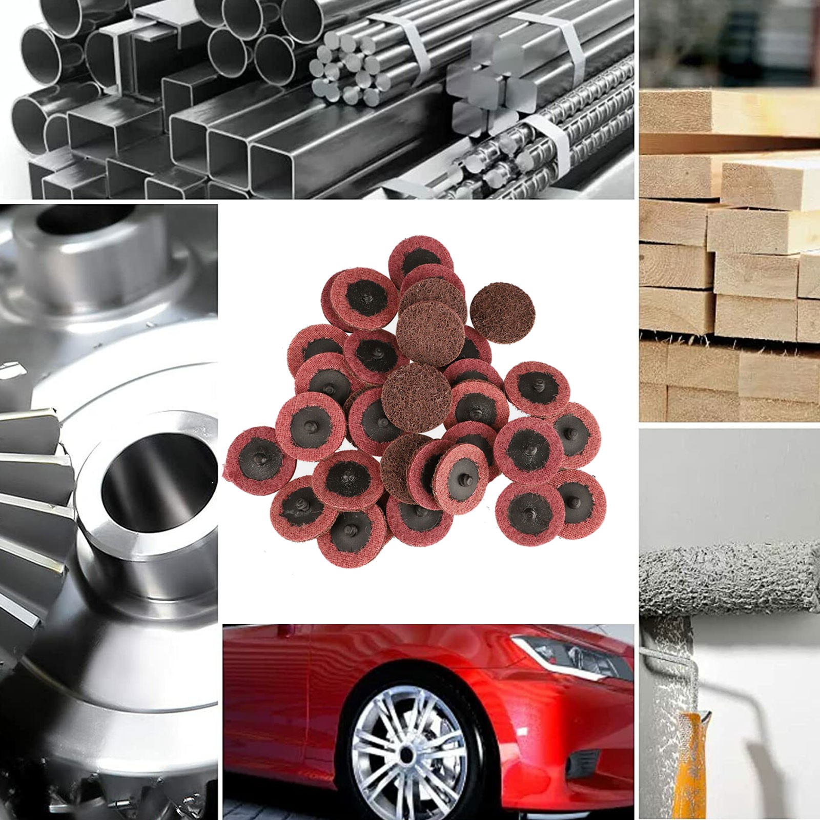 50Pc 2" Medium Roloc Scotch Pads Roll Lock Surface Sanding Disc US