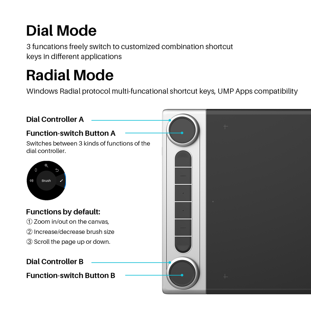 HUION Inspiroy Dial 2 Bluetooth Wireless Graphics Drawing Tablet Refurbished