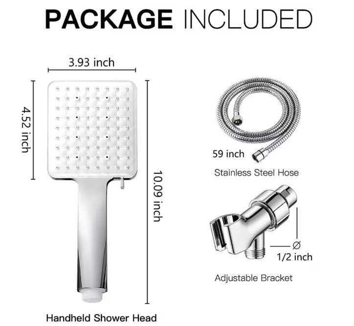 Premium Handheld Shower Head with 6-Spray Patterns - Chrome