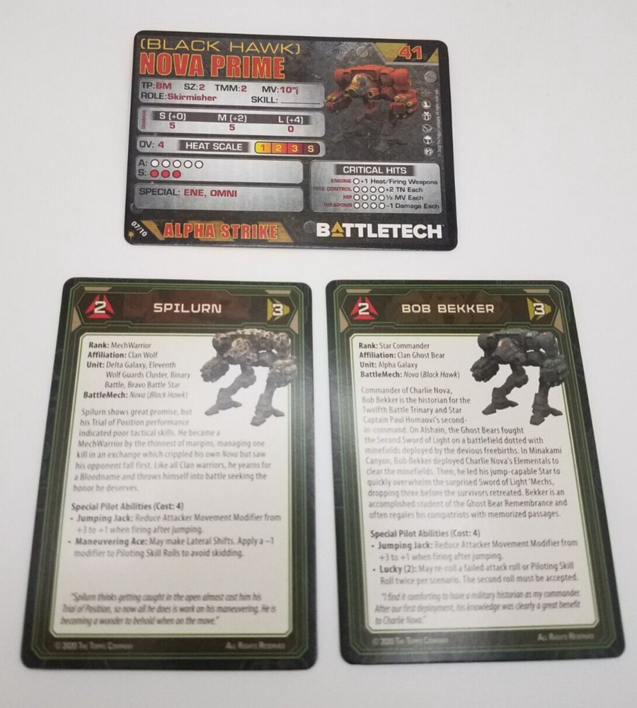 Battletech Clan Invasion - Nova (Black Hawk) *Mech & Cards*