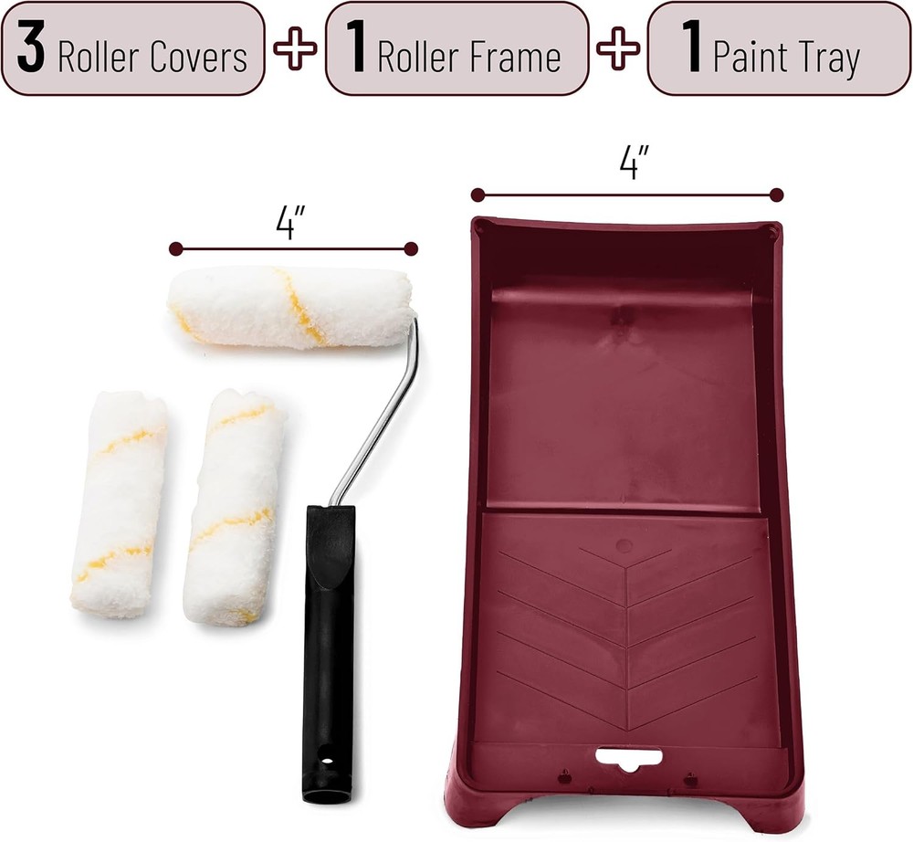 Bates Paint Tray Set 5pcs 4 Inch Small Roller Kit