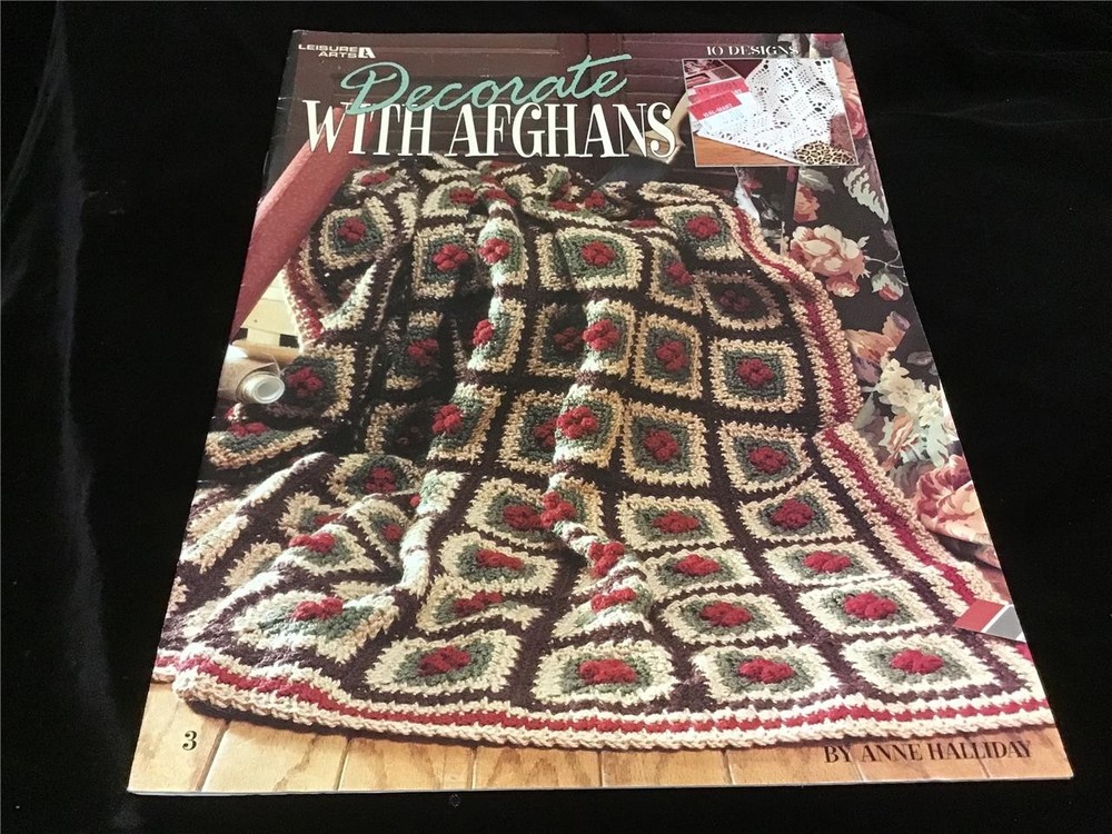 Leisure Arts Decorate With Afghans 10 Designs Craft Pattern Book