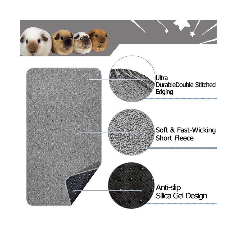 Guinea Pig Cage Liner, 4 Pack - Washable, Reusable, Leakproof Fleec... Fast Ship